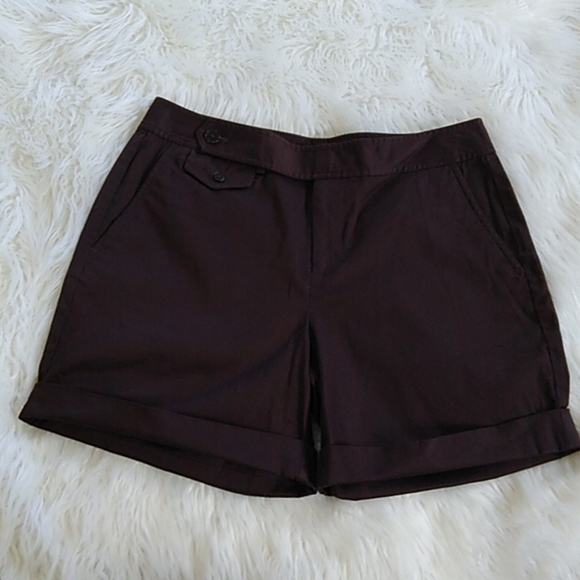 Lauren Ralph Lauren Chocolate Brown Cuffed Stretch Cotton Shorts - Picture 13 of 13